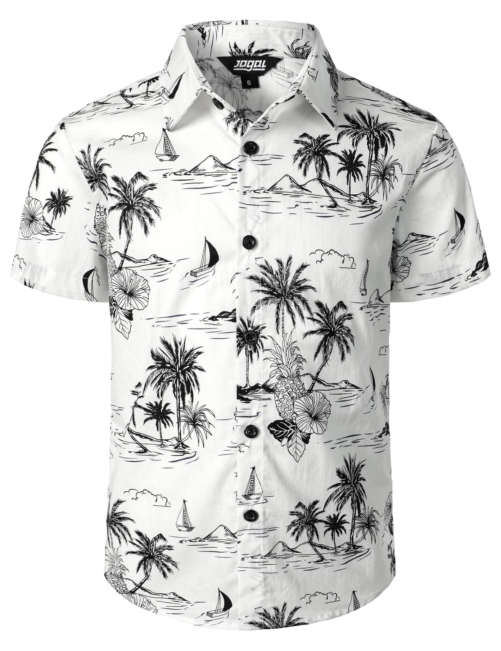**JOGAL Boys Hawaiian Shirt - Floral Print Short Sleeve Button Down Shirt for Summer, Beach Vacation, Luau Party & Tropical Outfits**