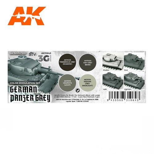 AK Interactive AK11642 German Panzer Grey Modulation 3G - Scale Model Paint for WWII Tanks & Military Miniatures - Perfect for Airbrush & Hand Painting