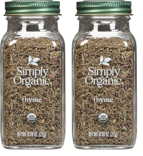 Organic Thyme Leaves Whole - USDA Certified, 0.78 Oz (Pack of 2) | Simply Organic | Perfect for Cooking, Seasoning & Herbal Tea | Fresh Flavor for Soups, Stews & Mediterranean Dishes