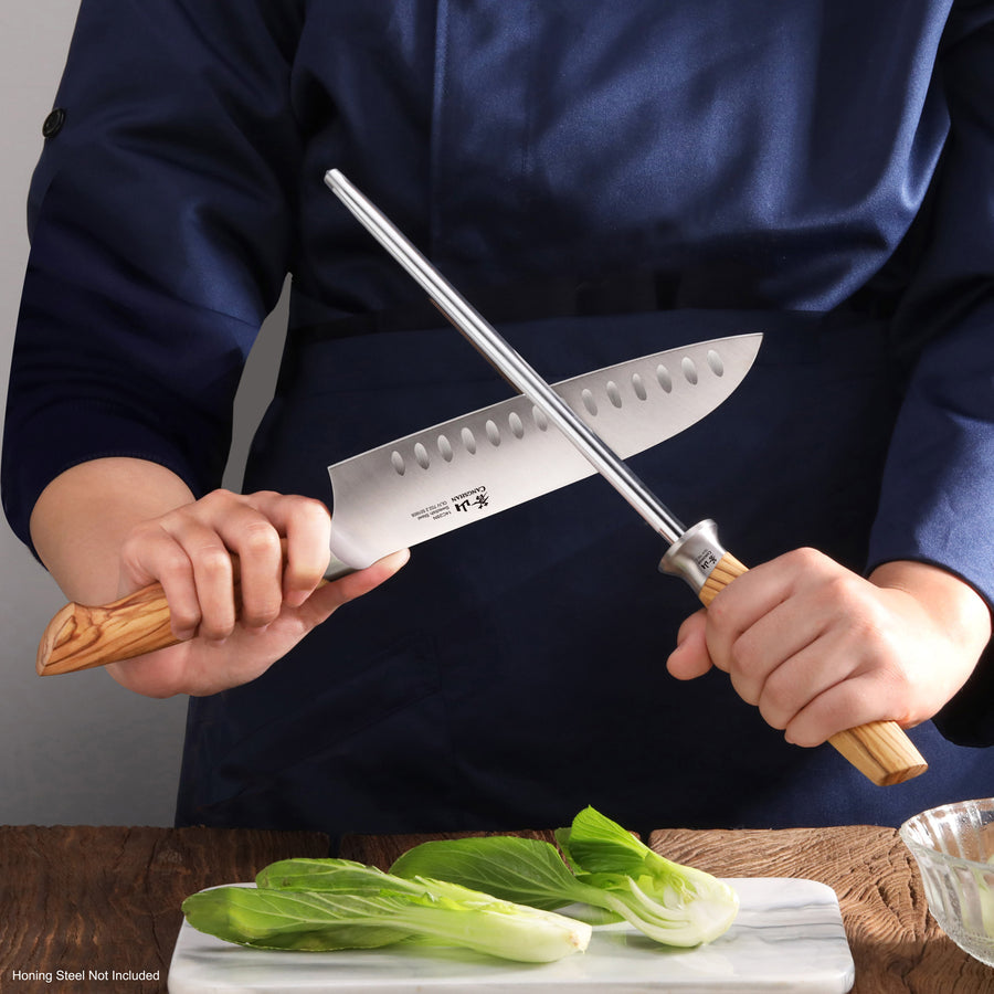 Cangshan OLIV Series 501608 7-Inch Santoku Knife - Forged Swedish 14C28N Steel - Professional Kitchen Knife for Slicing, Dicing & Chopping - Perfect for Home Chefs & Culinary Enthusiasts