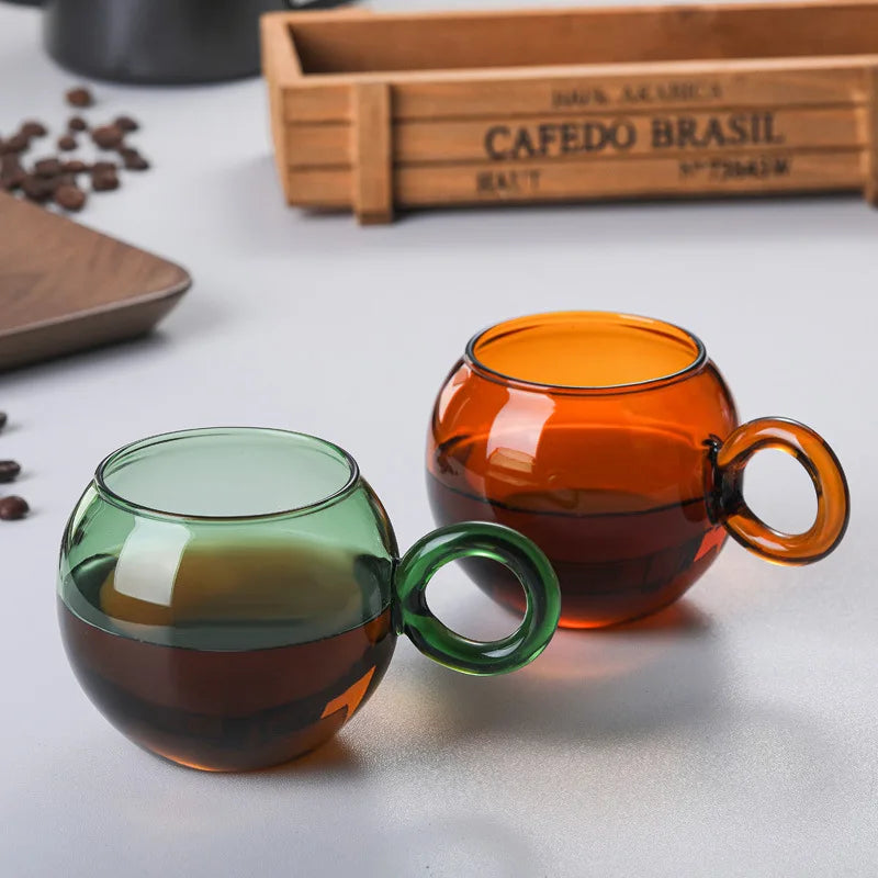 Orbit Ring Glass Mug - 16oz Clear Glass Coffee Cup with Handle, Perfect for Hot & Cold Drinks - Ideal for Home, Office, and Cafe Use