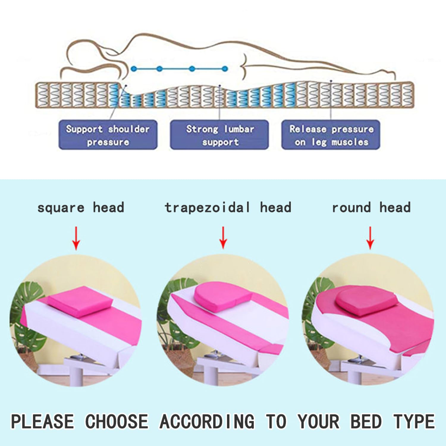 Premium 3cm Thick Memory Foam Lash Bed Topper with Elastic Bands - Trapezoidal Head Massage Table Mattress Protector - Breathable Spa Bed Pad with Ventilation Holes (60x180cm, Gray) - Ideal for Eyelash Extensions, Massage Therapy & Spa Treatments