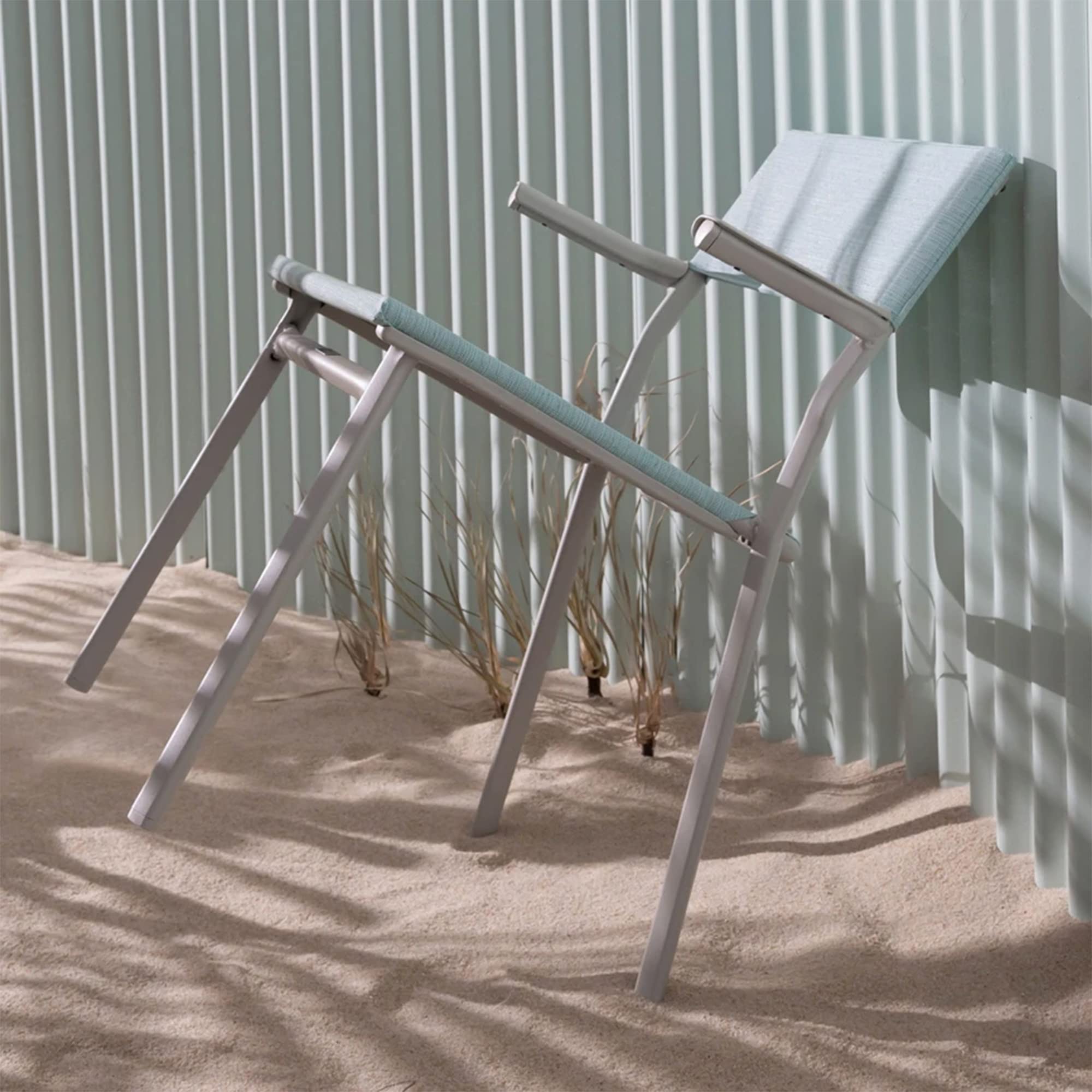 Lafuma ORON Outdoor Dining Armchair Set of 2 - Titanium Frame, Mistral Blue - Perfect for Patio, Garden, Poolside & Backyard Relaxation