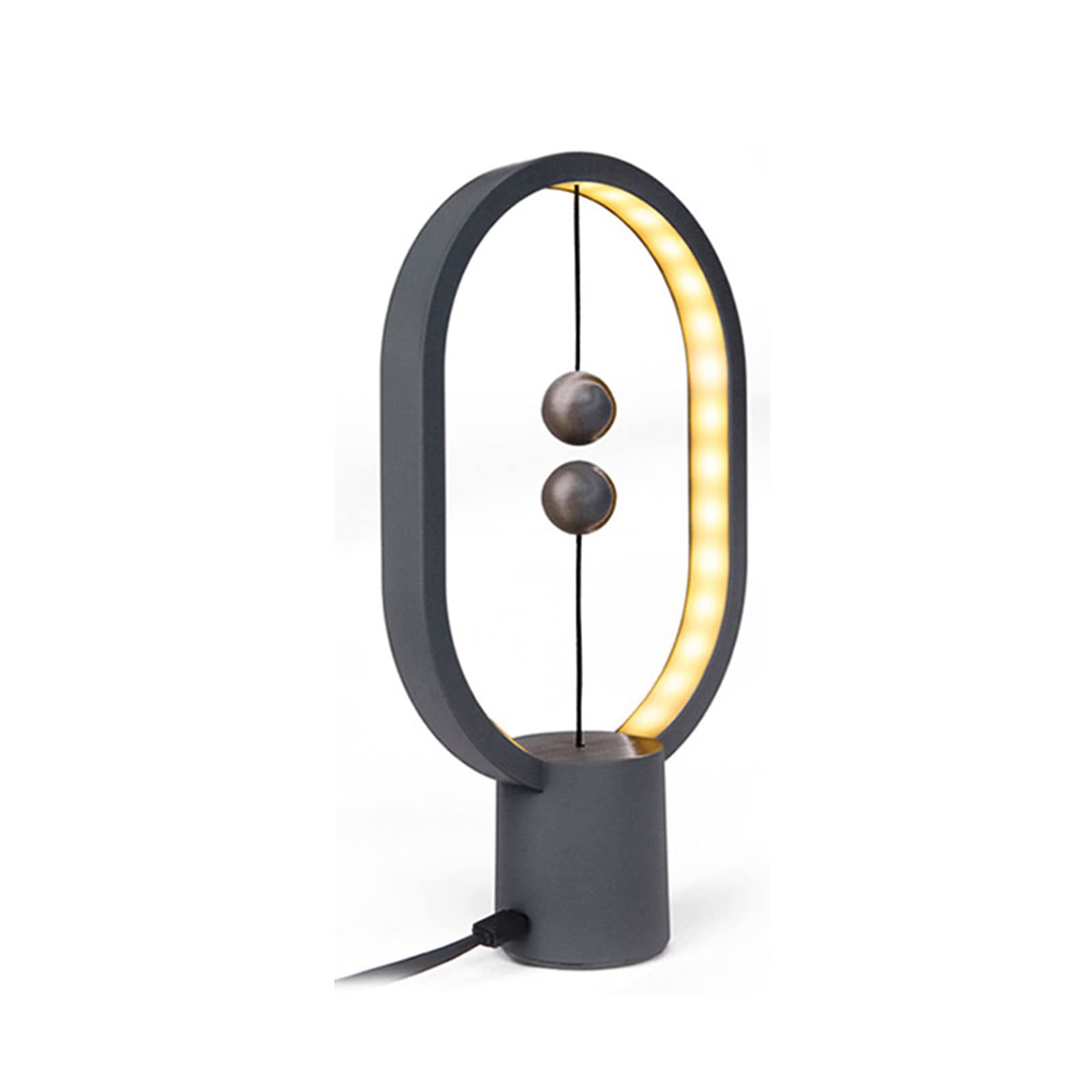 LED Oval Table Lamp with Magnetic Switch - USB Charging Night Light for Bedroom & Office - Grey Balance Light for Home Decor & Atmosphere Lighting (Perfect for Reading, Working & Relaxing)