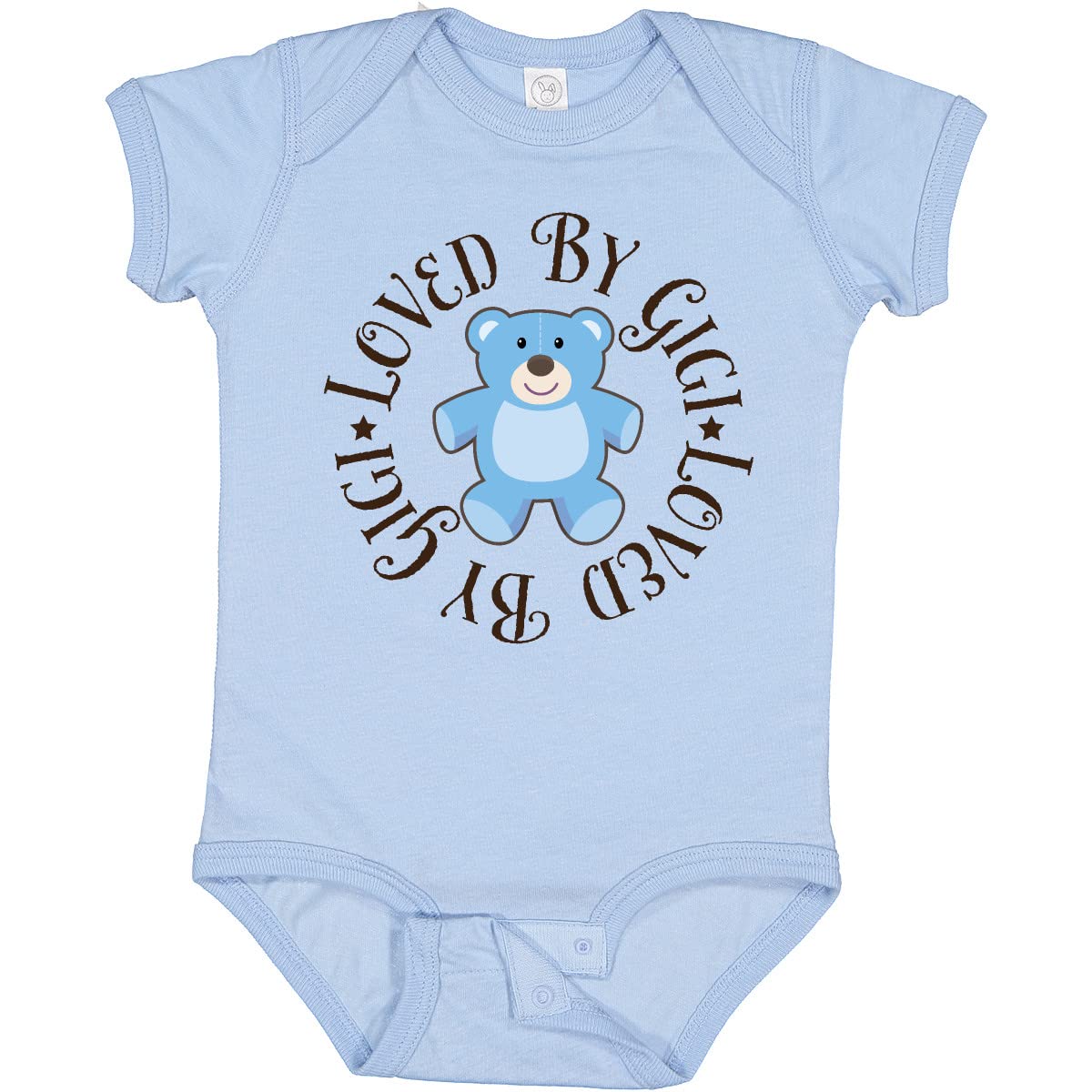 Inktastic Loved by Gigi Baby Boy Short Sleeve Bodysuit - Soft Cotton Onesie for Newborns & Infants - Perfect for Playdates, Family Photos & Everyday Wear