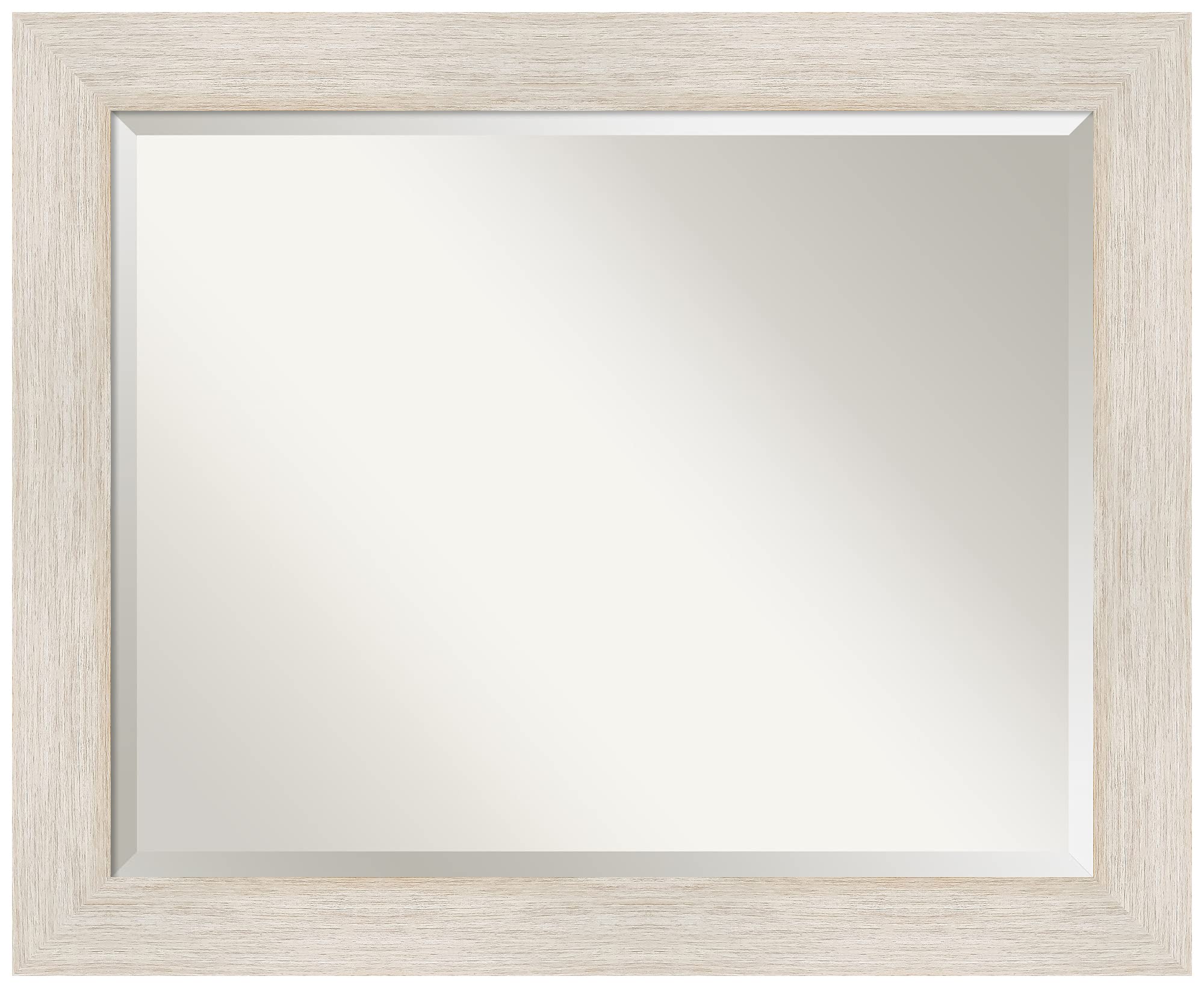 Amanti Art 27x33 Inch White Bathroom Mirror with Hardwood Frame - Rustic Farmhouse Vanity Mirror for Over Sink, Horizontal or Vertical Hanging, Beveled Edge Bathroom Wall Decor - Perfect for Farmhouse, Modern or Vintage Style Bathrooms