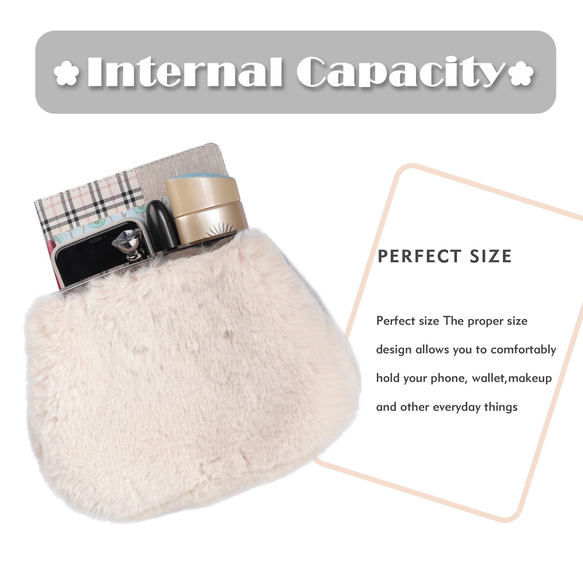 Luxury Faux Fur Purse for Women - Rhinestone Shoulder Bag & Fluffy Evening Clutch Crossbody Bag | Elegant Party, Wedding, Prom & Night Out Accessory