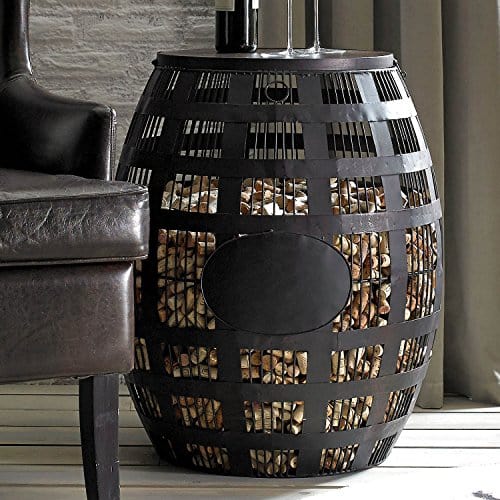 Barrel Cork Catcher Side Table - Wine Bottle Holder & Storage Organizer for Living Room, Bar, or Patio