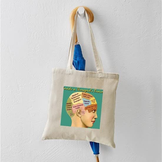 Inside A Therapist's Brain Tote Bag - Natural Canvas Reusable Shopping Bag for Therapy Sessions, Work & Groceries