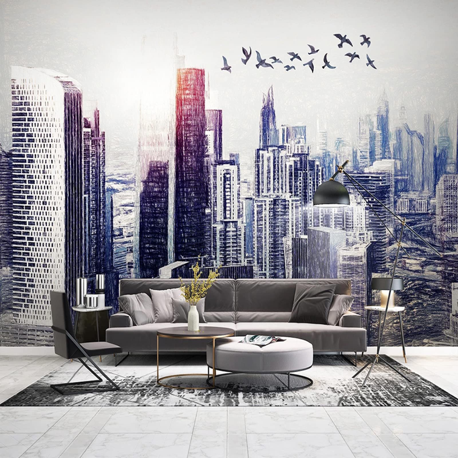 Nordic 3D Wallpaper for City Building Theme - Modern Art Custom Photo Waterproof Mural Painting for Living Room, Dining Room & Bedroom Decor | Perfect for Home, Office and Commercial Spaces