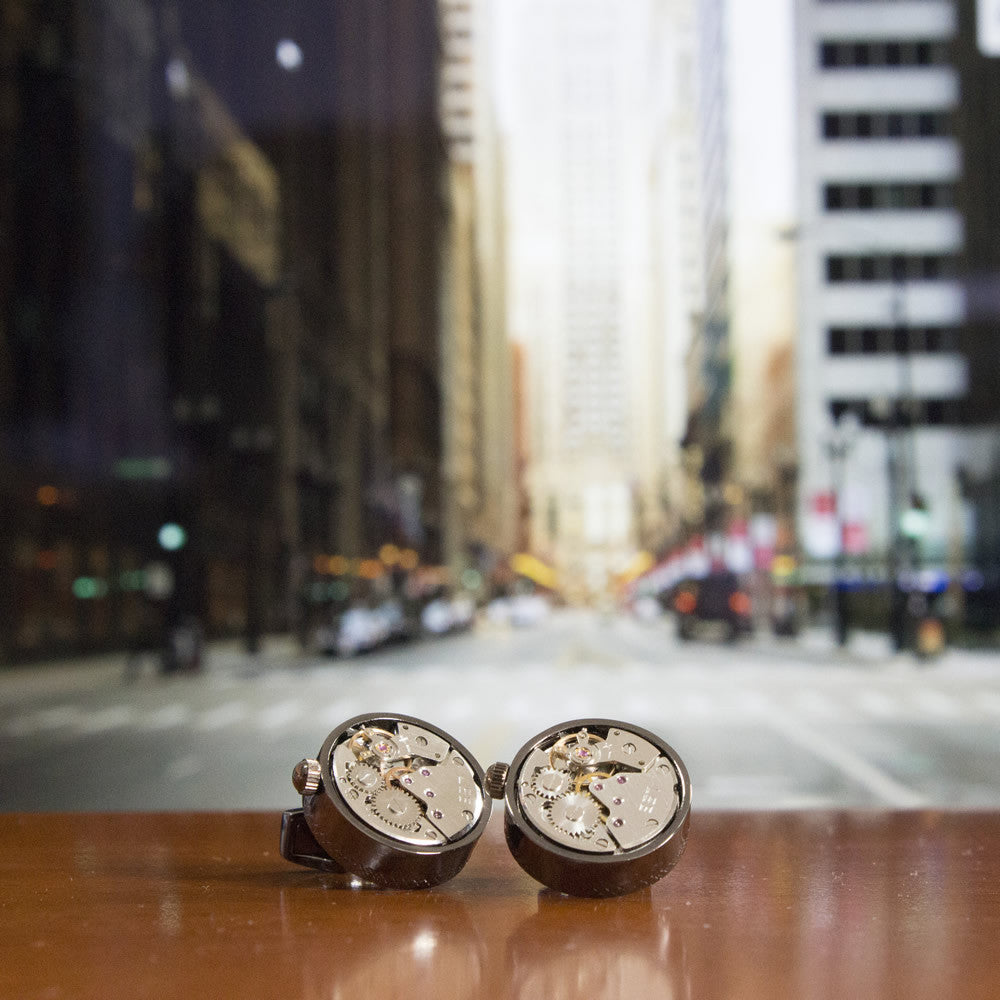 KingCuffs Premium Round Watch Movement Cufflinks for Men - Elegant Dress Accessories for Weddings, Business & Formal Events