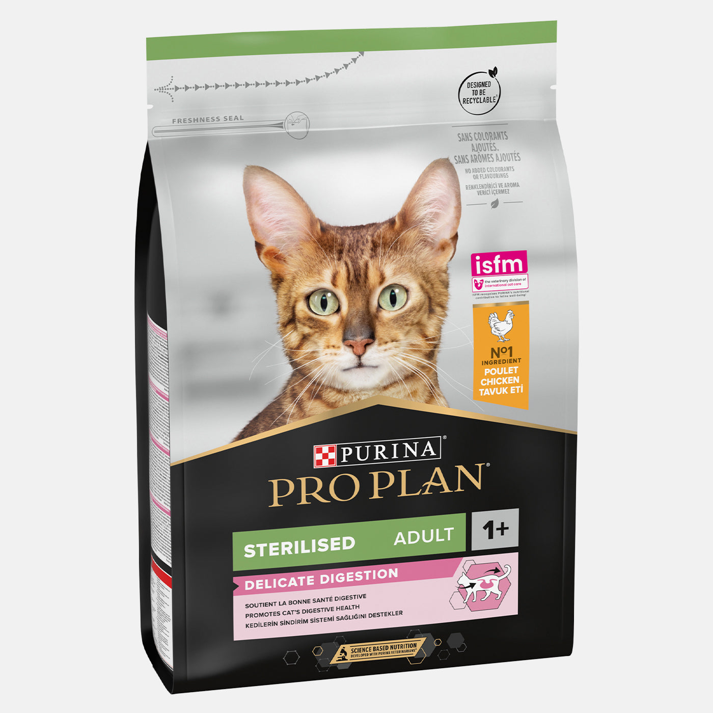 Premium PRO PLAN Sterilized Cat Food for Sensitive Digestion - Chicken Flavor Dry Kibble for Adult Cats (3KG) - Ideal for Indoor Cats & Digestive Health Support