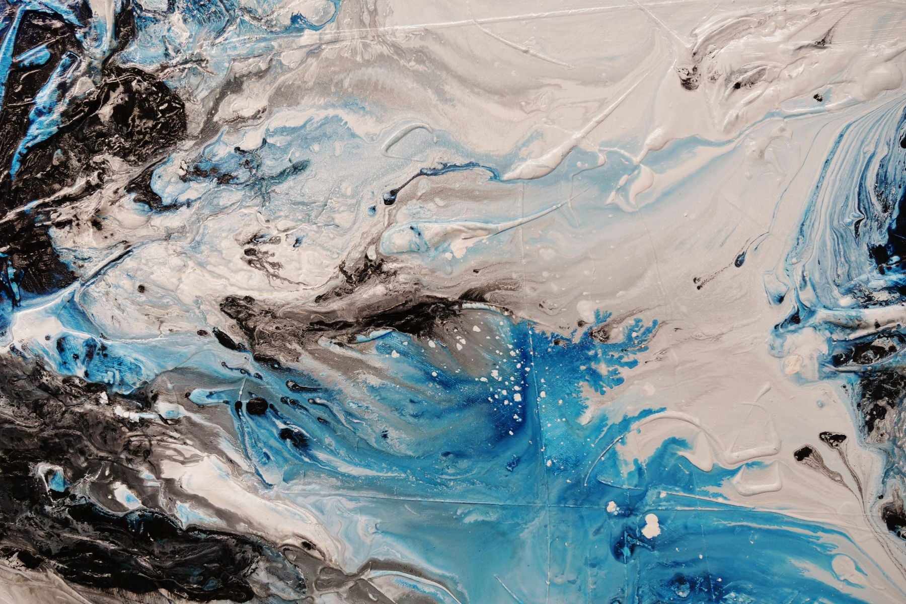 160cm x 60cm Blue and White Textured Abstract Wall Art Painting - Crushed Midnight Design for Modern Living Room & Office Decor