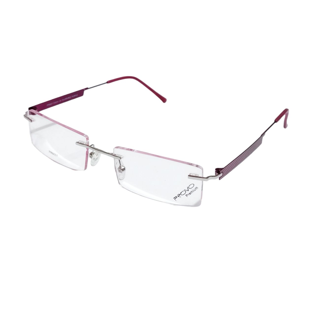 Blue Light Blocking Glasses - Purple Rimless Computer Glasses 6057PR for Eye Strain Relief, Gaming & Office Work
