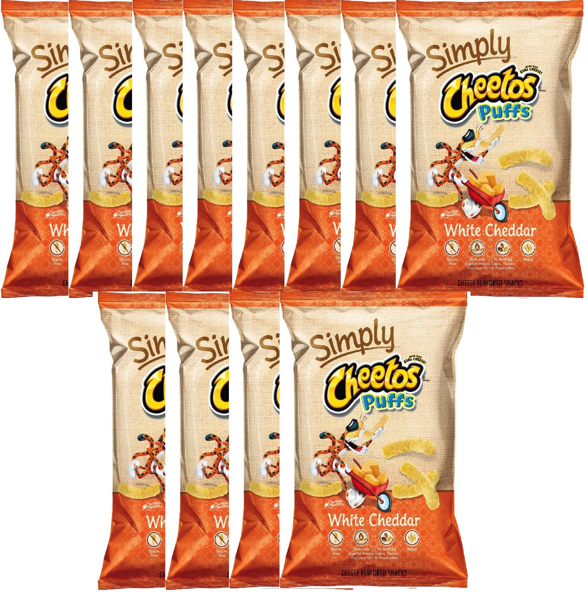 Cheetos White Cheddar Cheese Puffs - 8oz Bags (Pack of 12) | Crunchy Baked Snacks for Parties, School Lunches & Movie Nights