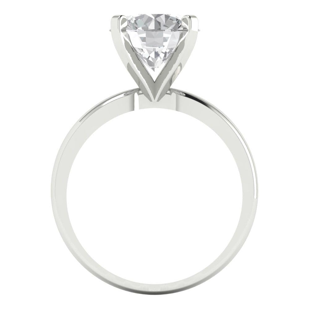 3 Carat Round Cut Clear Simulated Diamond Ring - 14K White Gold Solitaire Engagement, Promise, Bridal & Anniversary Jewelry Gift for Women - Perfect for Proposals, Weddings & Special Occasions
