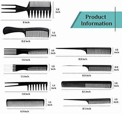Boosty® 10-Piece Professional Hair Brush & Comb Set - Hygienic Plastic Styling Combs for Men & Women - Perfect for Salon, Travel, Home & Daily Hair Care