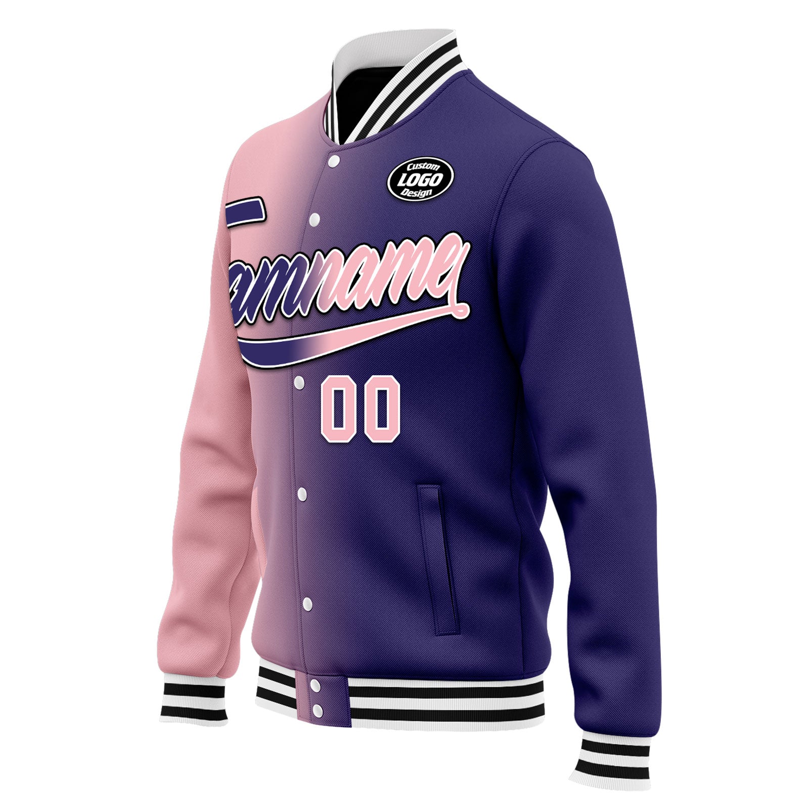 Custom Gradient Fashion Bomber Jacket - Full Snap Varsity Letterman Jacket - Personalized Embroidered Jacket FZ005 D028015 for Men & Women - Perfect for School Sports, Streetwear Fashion & Casual Outfits