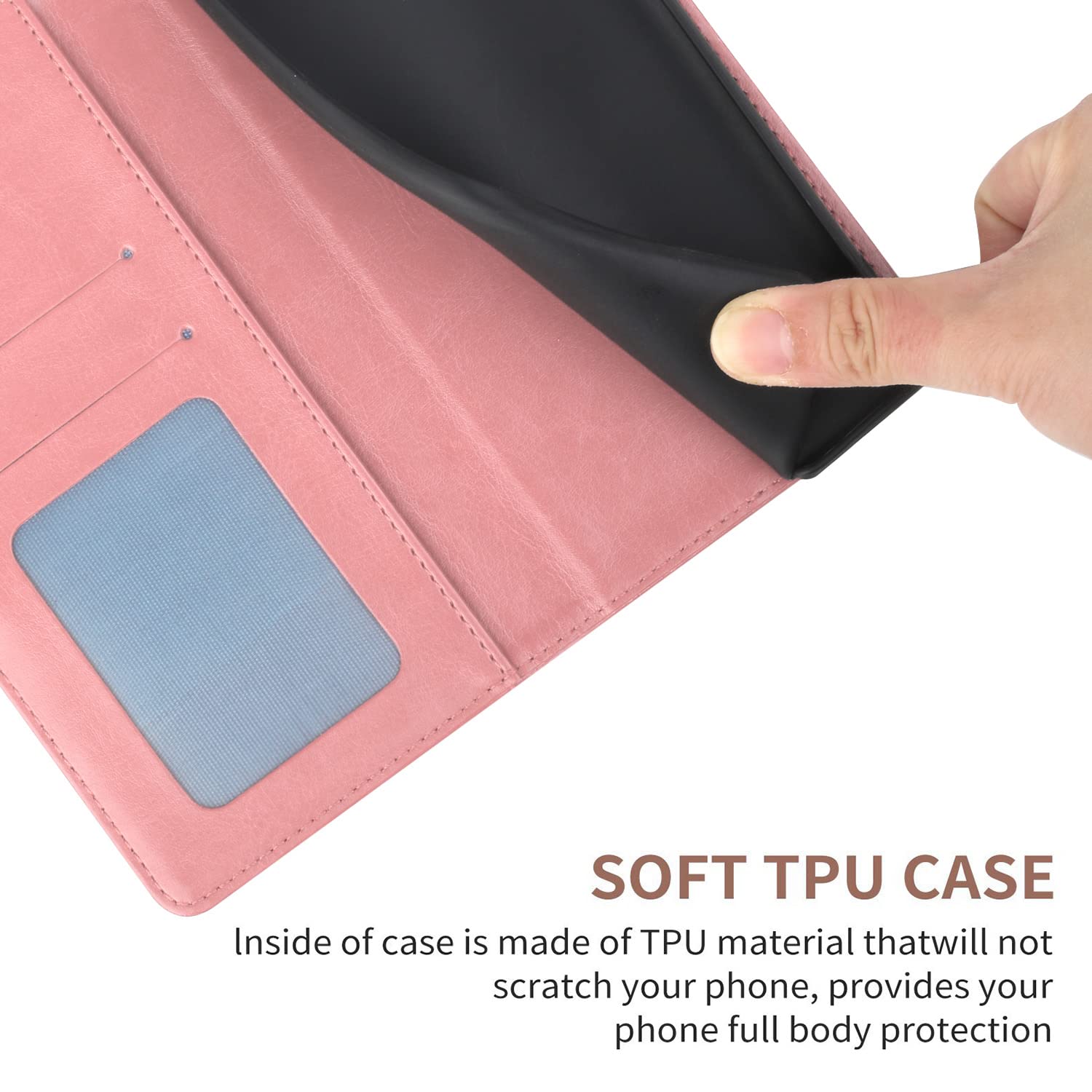 XYZ Leather Wallet Case for Google Pixel 6 - Slim Flip Folio Cover with Wrist Strap (Pink) | Perfect for Everyday Use, Travel & Hands-Free Convenience