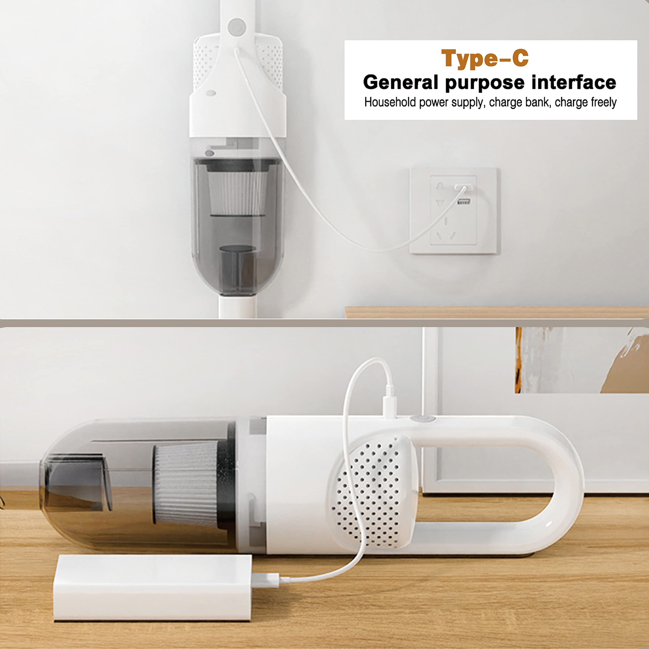 2-in-1 Cordless Handheld Vacuum Cleaner - 100W Powerful Motor, LED Display, Lightweight Stick Vacuum for Hard Floors & Carpets - Perfect for Pet Hair Removal at Home, Car & Office Cleaning (White)