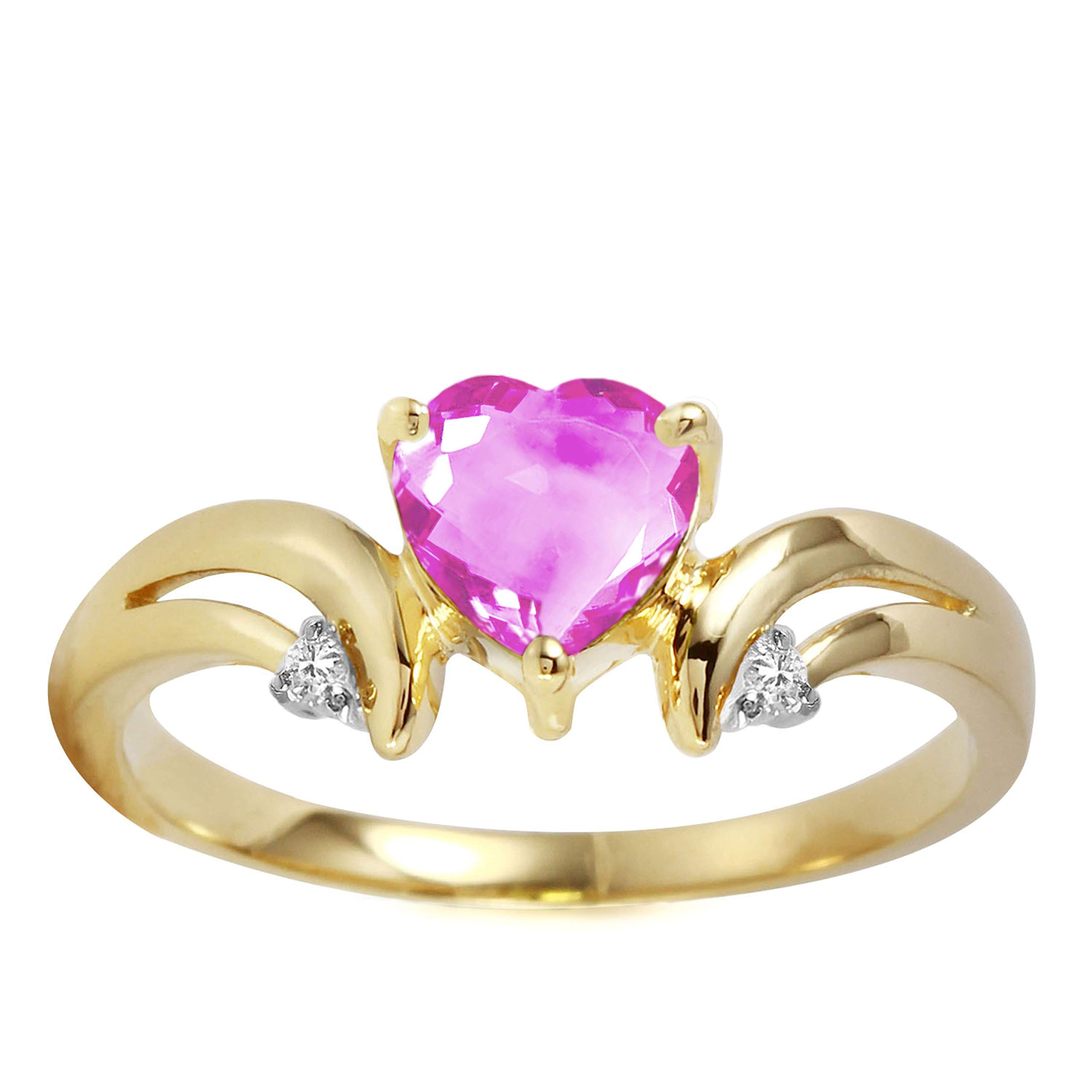 14K Yellow Gold Pink Topaz Heart Ring with Diamond Accents - Elegant Valentine's Gift for Her, Anniversary Jewelry, Romantic Proposal Ring - Perfect for Weddings, Date Nights & Special Occasions