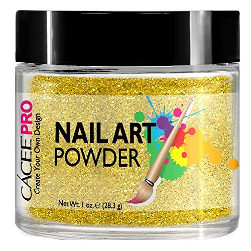 Cacee Nail Art Powder #28 Gold Glitter Dust - Professional Nail Decoration for Manicure, Pedicure & DIY Nail Designs - Perfect for Parties, Weddings & Special Occasions