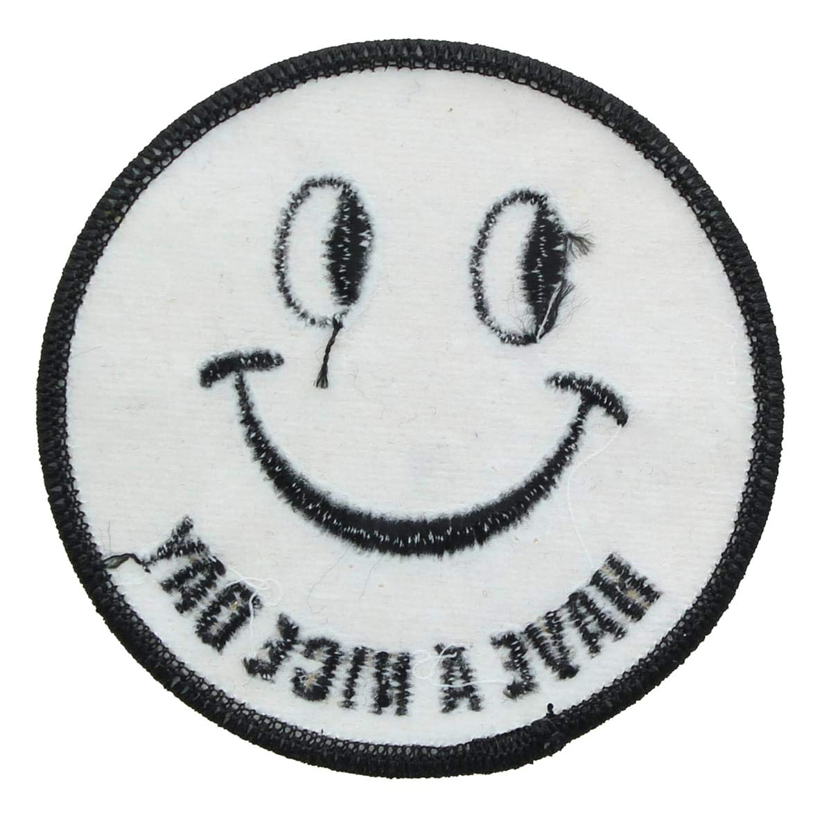 Smiley Face 'Have a Nice Day' Iron-On Fabric Patch - DIY Sewing Applique for Jackets, Bags & Denim - Perfect for Customizing Clothes & Accessories
