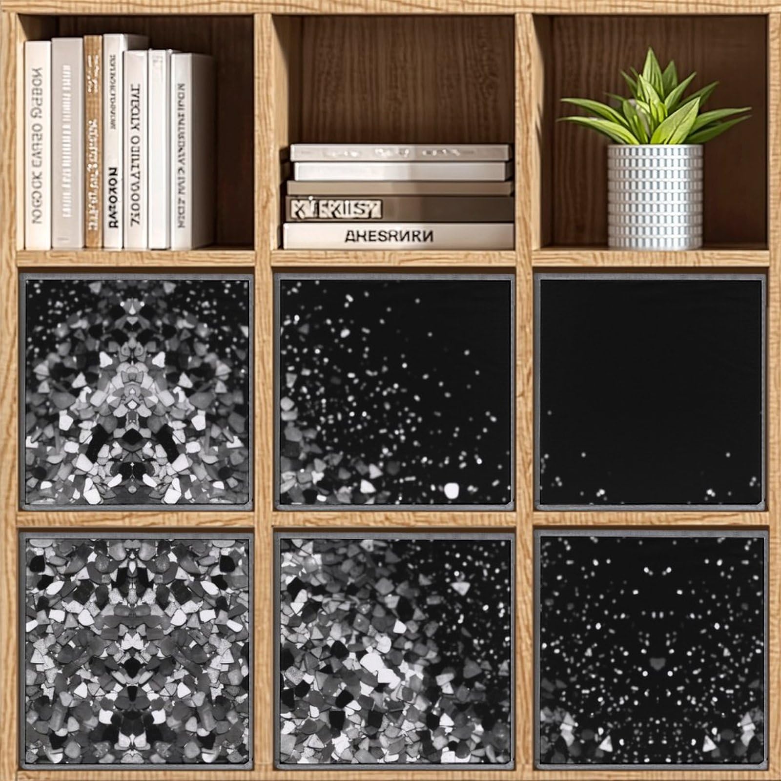Black & White Glitter Collapsible Storage Bins - 6-Pack Foldable Storage Baskets with Handles, Large Closet Organizer for Clothes, Toys & Home Organization - Perfect for Bedroom, Closet & Kids Room Storage