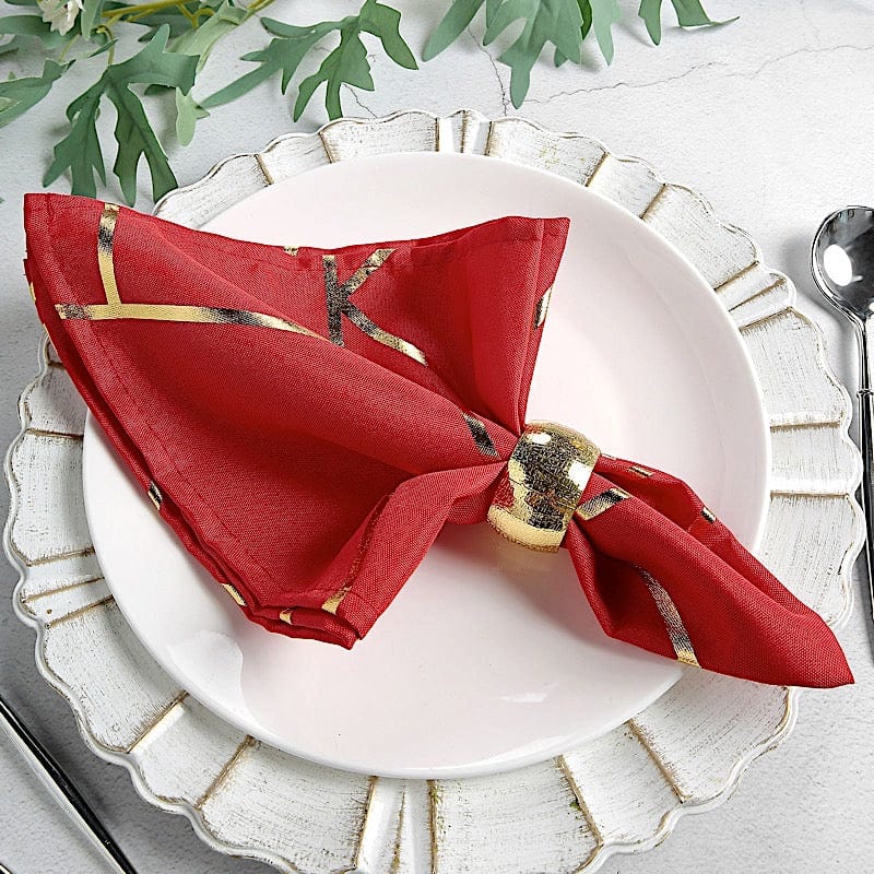 5-Pack 20x20 Inch Polyester Dinner Napkins with Metallic Geometric Design - Elegant Table Setting for Weddings, Parties & Formal Dining