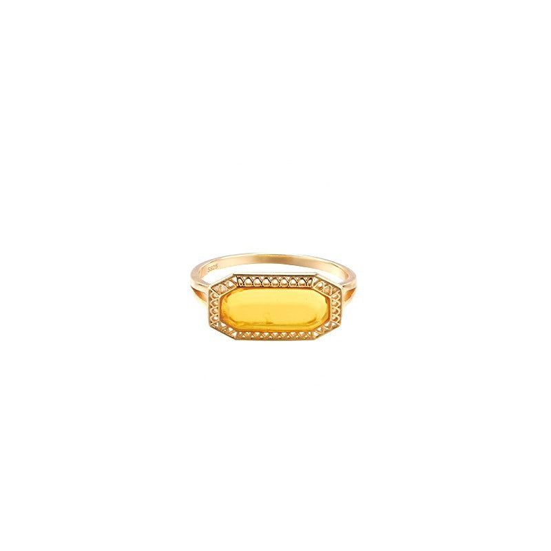 Vintage Baguette Lab-Created Baltic Amber Rings for Women | HJZB 230 | Elegant Jewelry for Everyday Wear, Special Occasions & Gift Giving