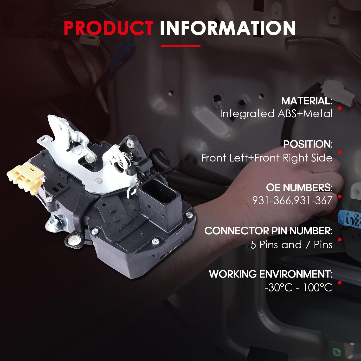 CCIYU Car Door Lock Actuator Replacement for 2004-2008 Pontiac Grand Prix - Front Left & Right Door Latch Assembly - Compatible with Part #931-366 & 931-367 - Easy DIY Installation for Smooth Door Locking Mechanism