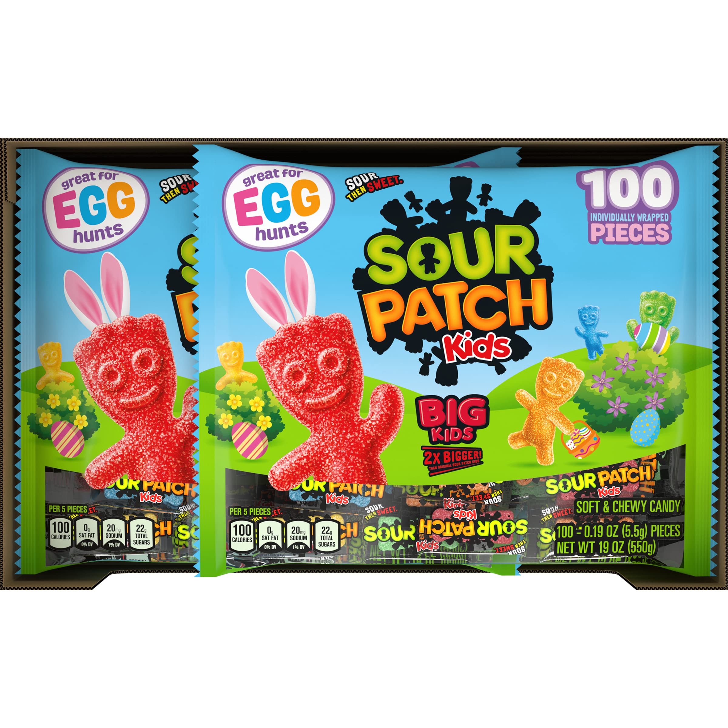 Sour Patch Kids Big Kids Individually Wrapped Soft & Chewy Candy - 1000 Pieces (10-19 oz Bags) - Perfect for Easter Baskets, Halloween Treats, Party Favors & Movie Night Snacks
