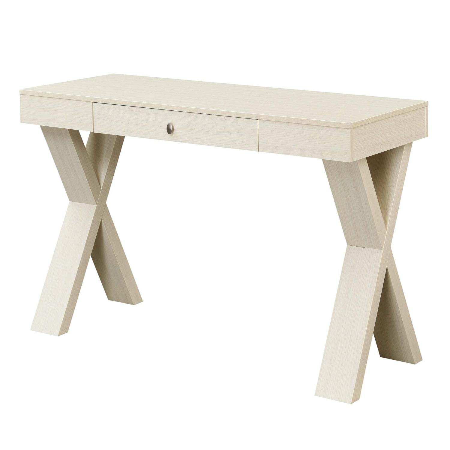 Convenience Concepts Newport 1-Drawer Writing Desk in Ivory - Perfect for Home Office, Study Room & Small Spaces