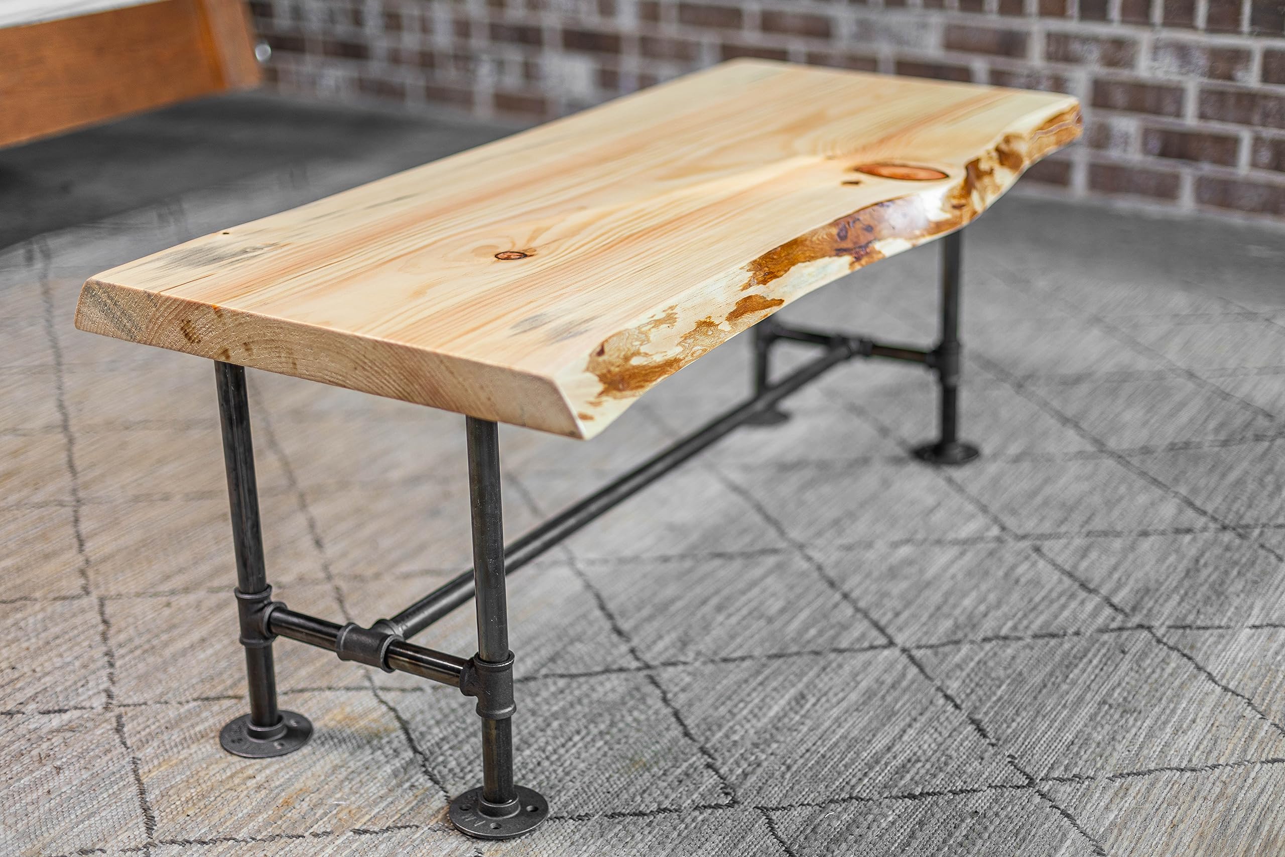 Handmade SRLWerks Industrial Pipe & Wood Coffee Table - Live Edge Rustic Vintage Modern Coffee Table - Natural Wood Living Room Furniture (Unfinished) - Perfect for Farmhouse, Industrial & Loft Style Home Decor