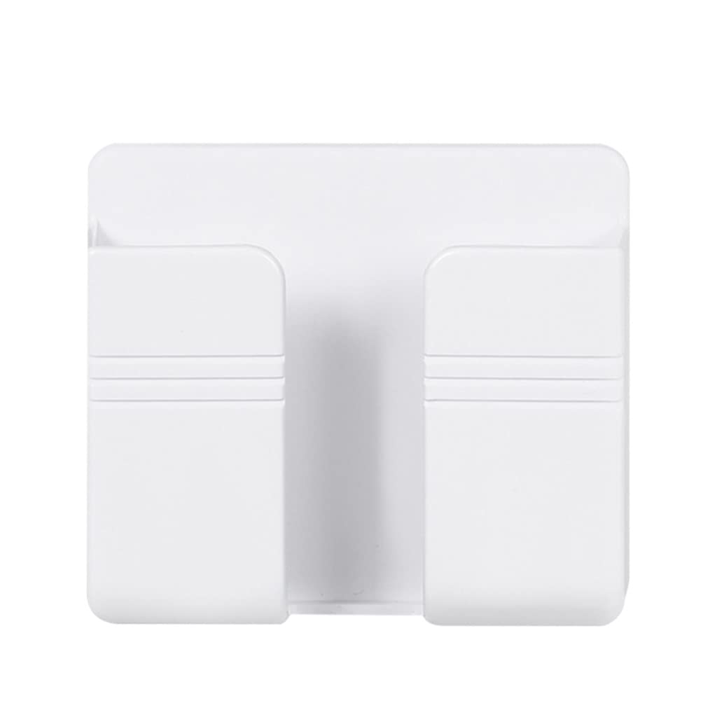 Wall-Mounted Multi-Purpose Organizer - Phone Charging Station & Remote Control Holder for AC/TV - Space Saving Home Office Desk Accessory (White, One Size) - Perfect for Living Room, Bedroom and Kitchen Organization