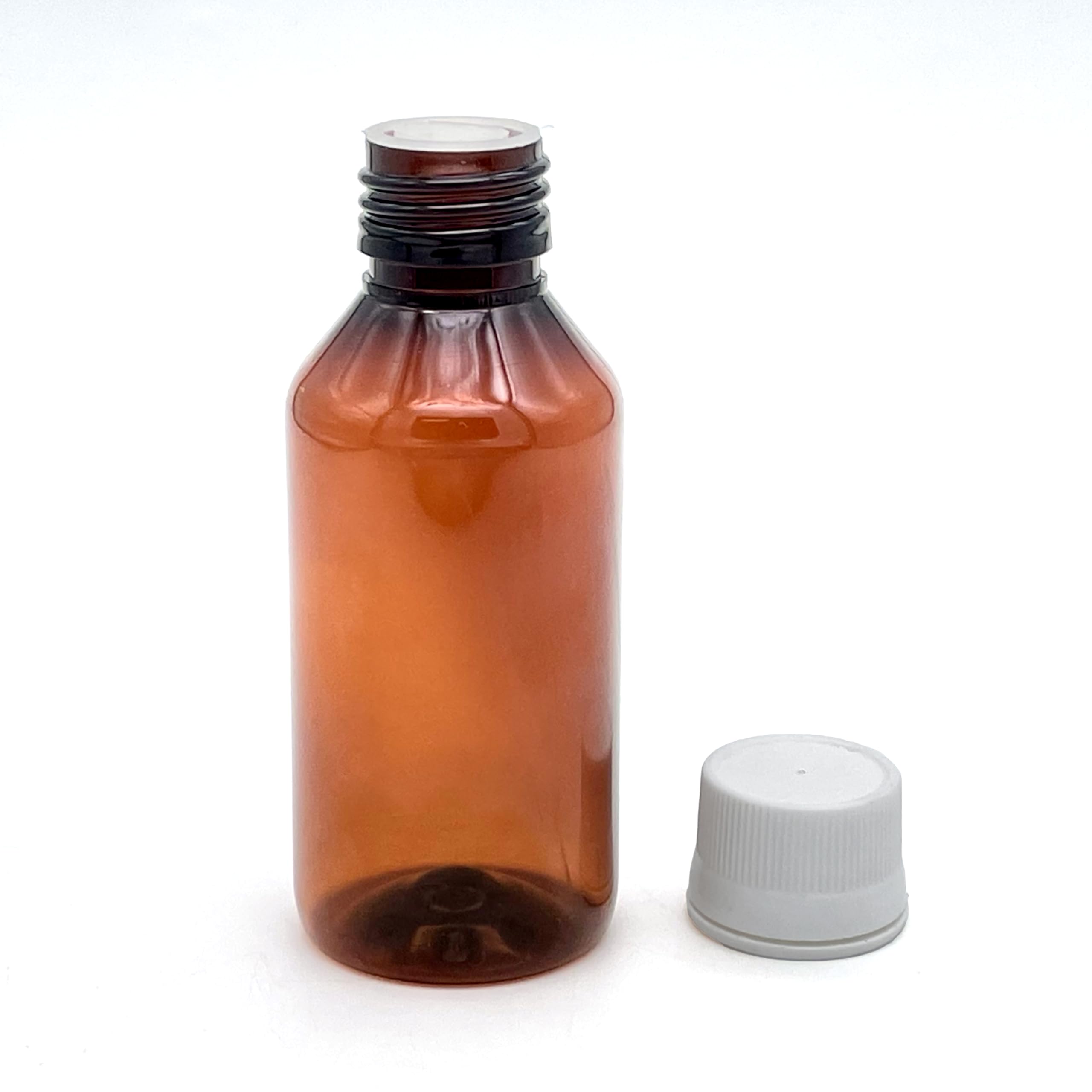 Likla 100ml Amber Glass Bottles with White Seal Caps - Ideal for Essential Oils, Serums, Perfumes & Liquid Medicine | Durable Pharmacy Bottles for DIY Beauty, Aromatherapy & Home Organization (Pack of 5)