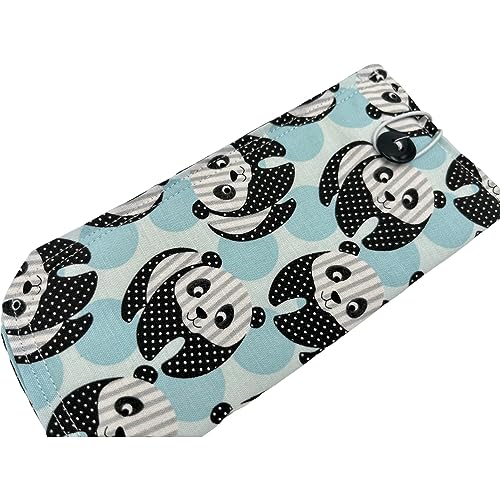 Padded Fabric Eyeglass Case for Sunglasses & Reading Glasses - Soft Protective Eyewear Pouch with Panda Bear Design in Blue | Perfect for Travel, Work, and Everyday Use