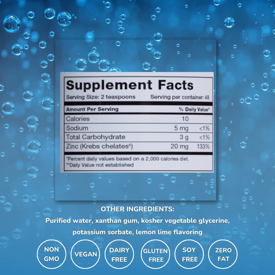 Liquid Zinc Sulfate Supplement for Immune Support - Vegan, Gluten Free Zinc Drops for Kids & Adults - Skin Care & Detox Booster - 16 fl oz | Daily Wellness & Immune System Defense