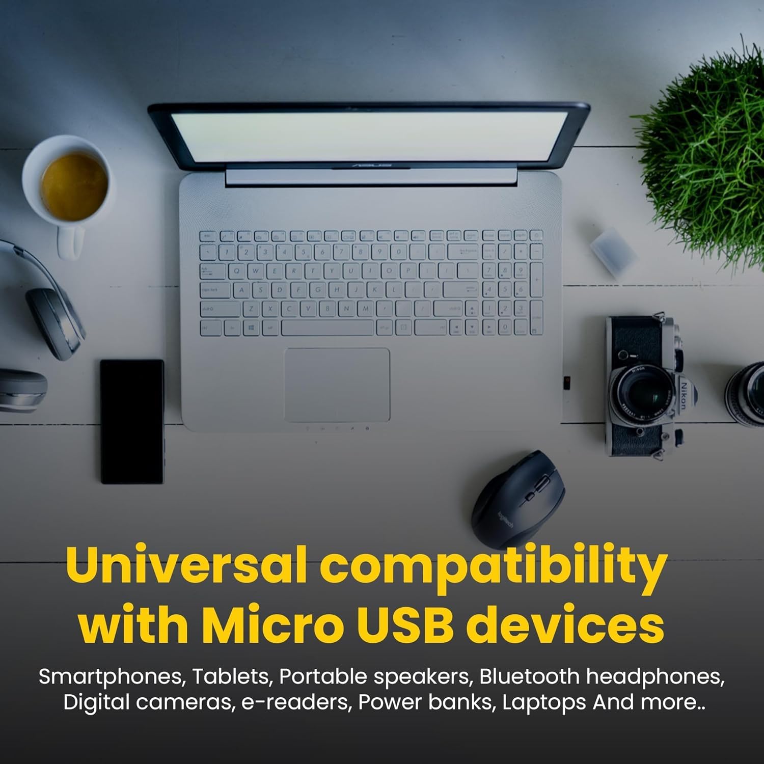 2-Pack Micro USB Cable - Fast Charging & Data Sync for Kindle Fire HD 6/7/8/10 (1st-8th Gen), Paperwhite, Bluetooth Speakers, Headphones - Durable 6ft Cord for Home, Office & Travel