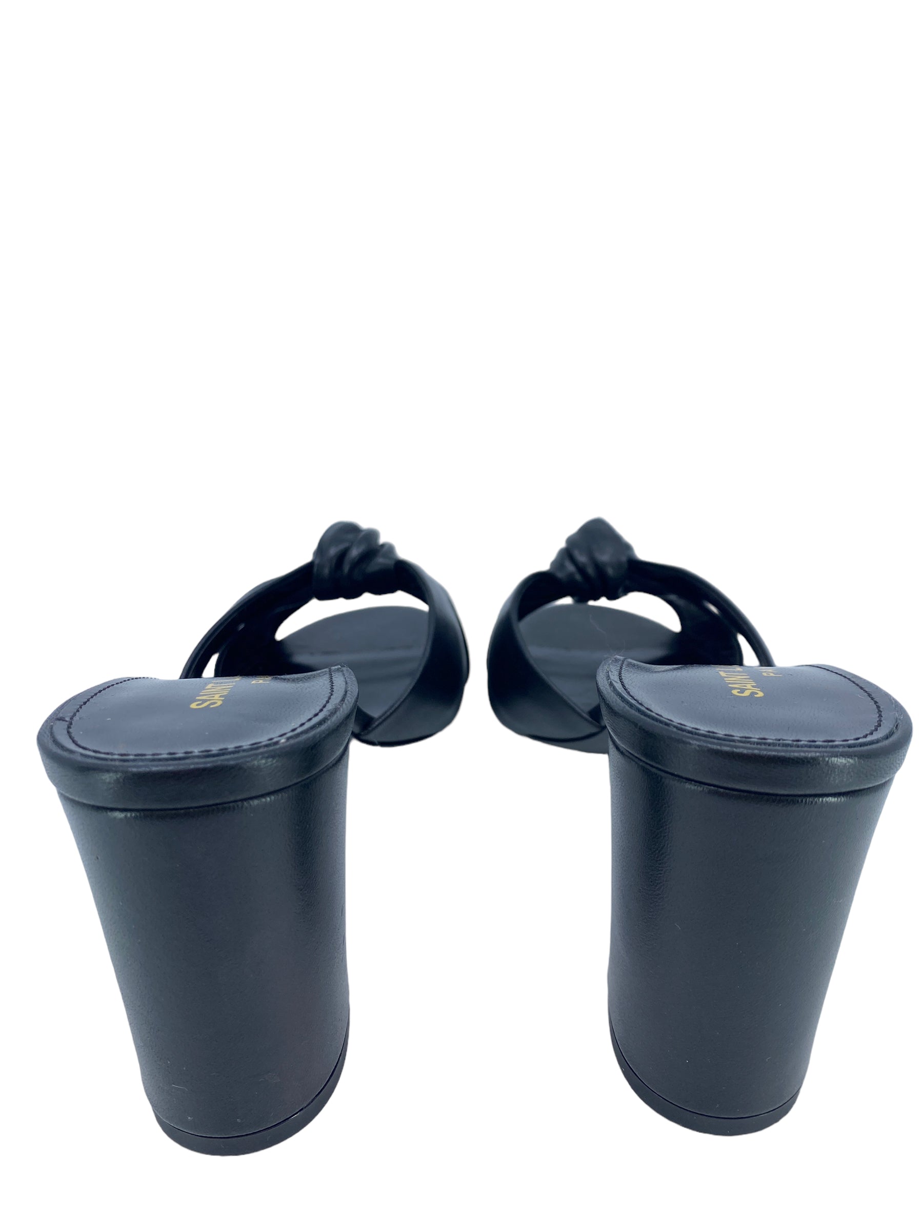 Saint Laurent Bianca Black Leather Mules Women's Size 7.5 - Luxury Slip-On Shoes for Casual Outings & Office Wear