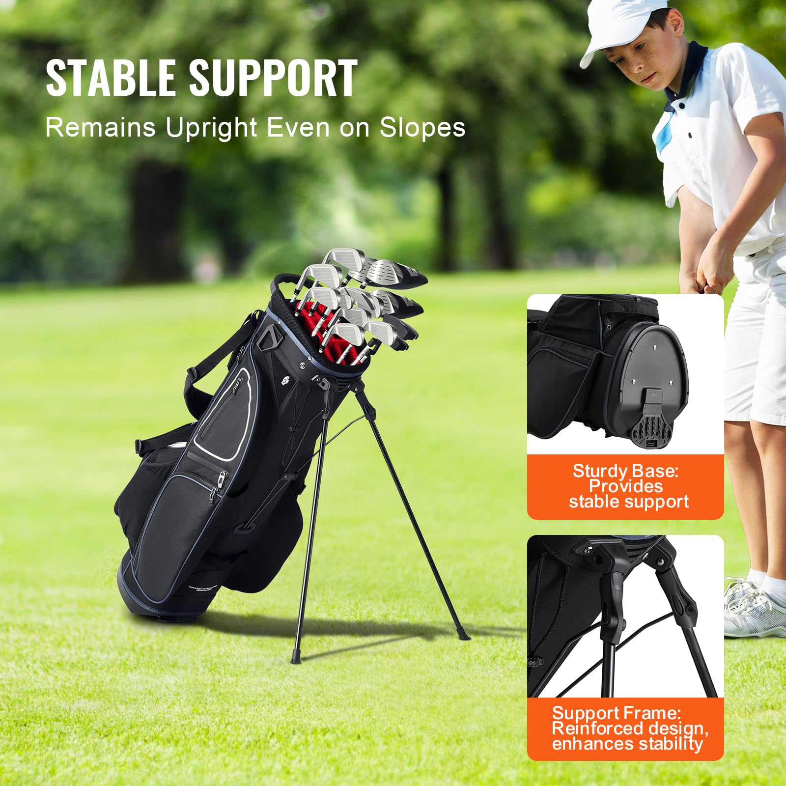 VEVOR Premium 14-Way Golf Cart Bag with Stand - Durable Golf Bag with Organizer Divider Top, Handles, Dust Cover & Detachable Dual Strap for Men & Women - Perfect for Club Storage & Course Transportation