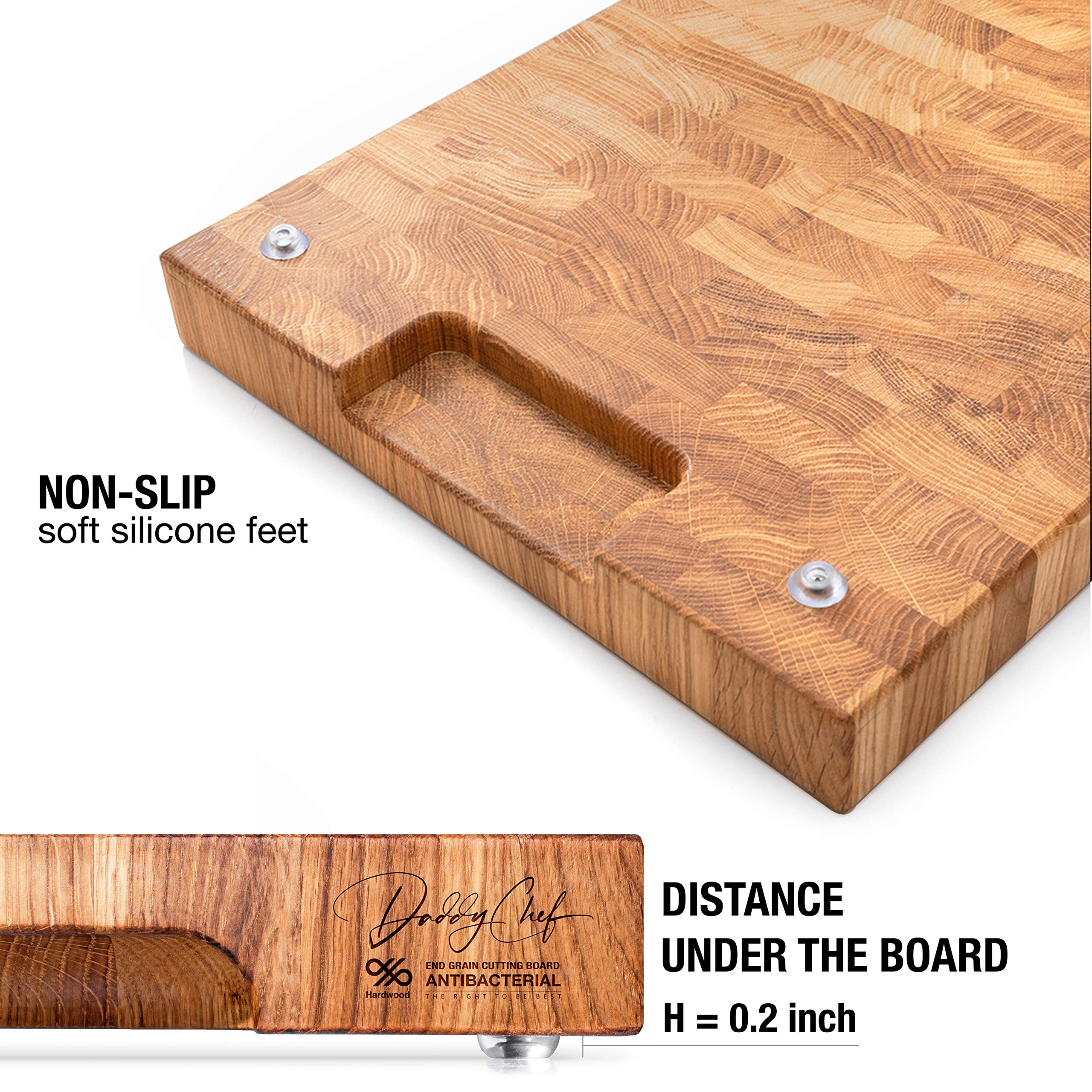 Premium End Grain Wood Cutting Board 16x12x1.5 Inch - Heavy Duty Butcher Block Chopping Board for Kitchen - Perfect for Meat, Vegetables, Fruits & Bread Preparation