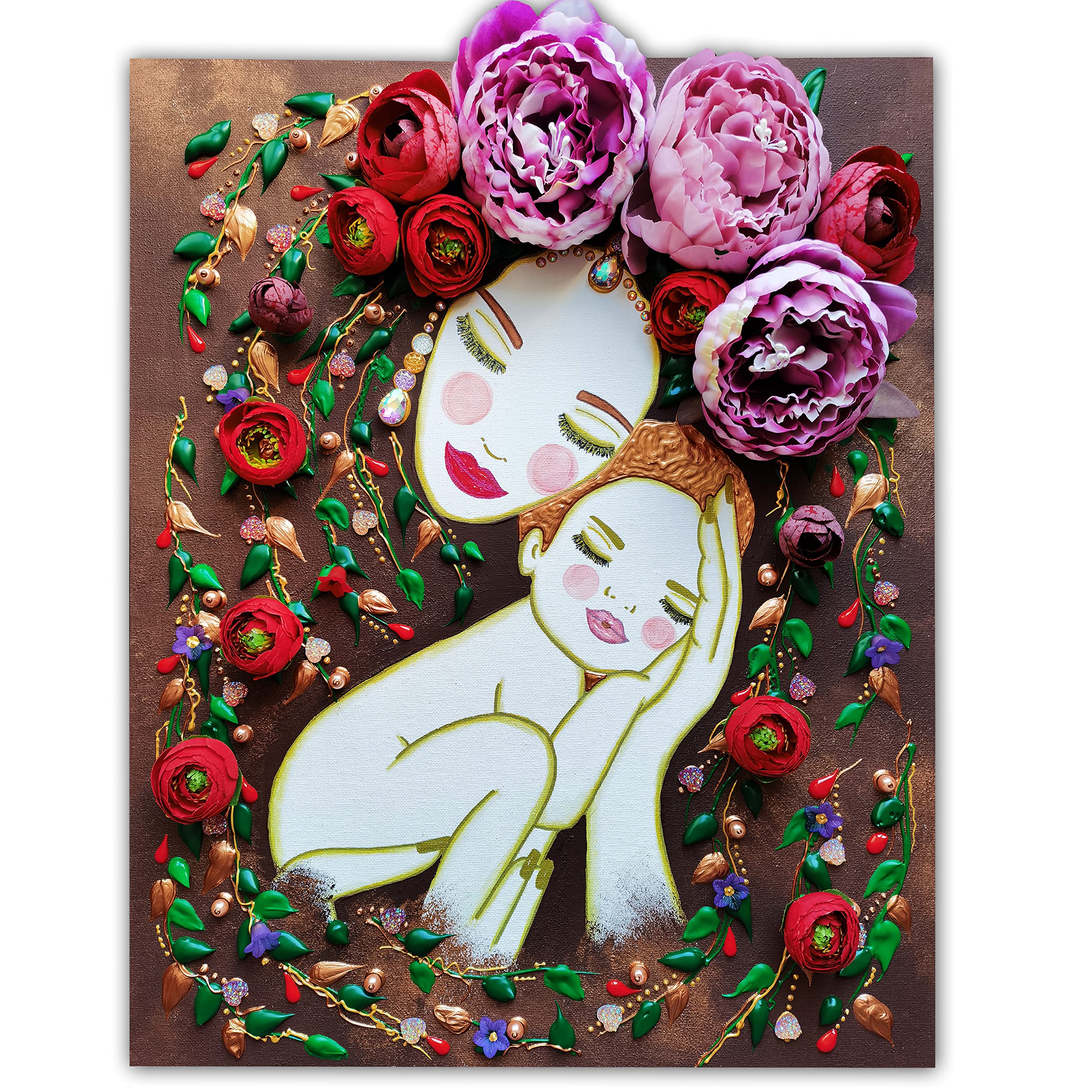 Frida Kahlo Wall Art - Handmade Canvas Painting, Fine Art Acrylic Painting for Coquette, Hippie & Boho Room Decor - Perfect for Nursery, Gypsy Style & Aesthetic Spaces - Unique Mother's Day Gift Idea from Husband