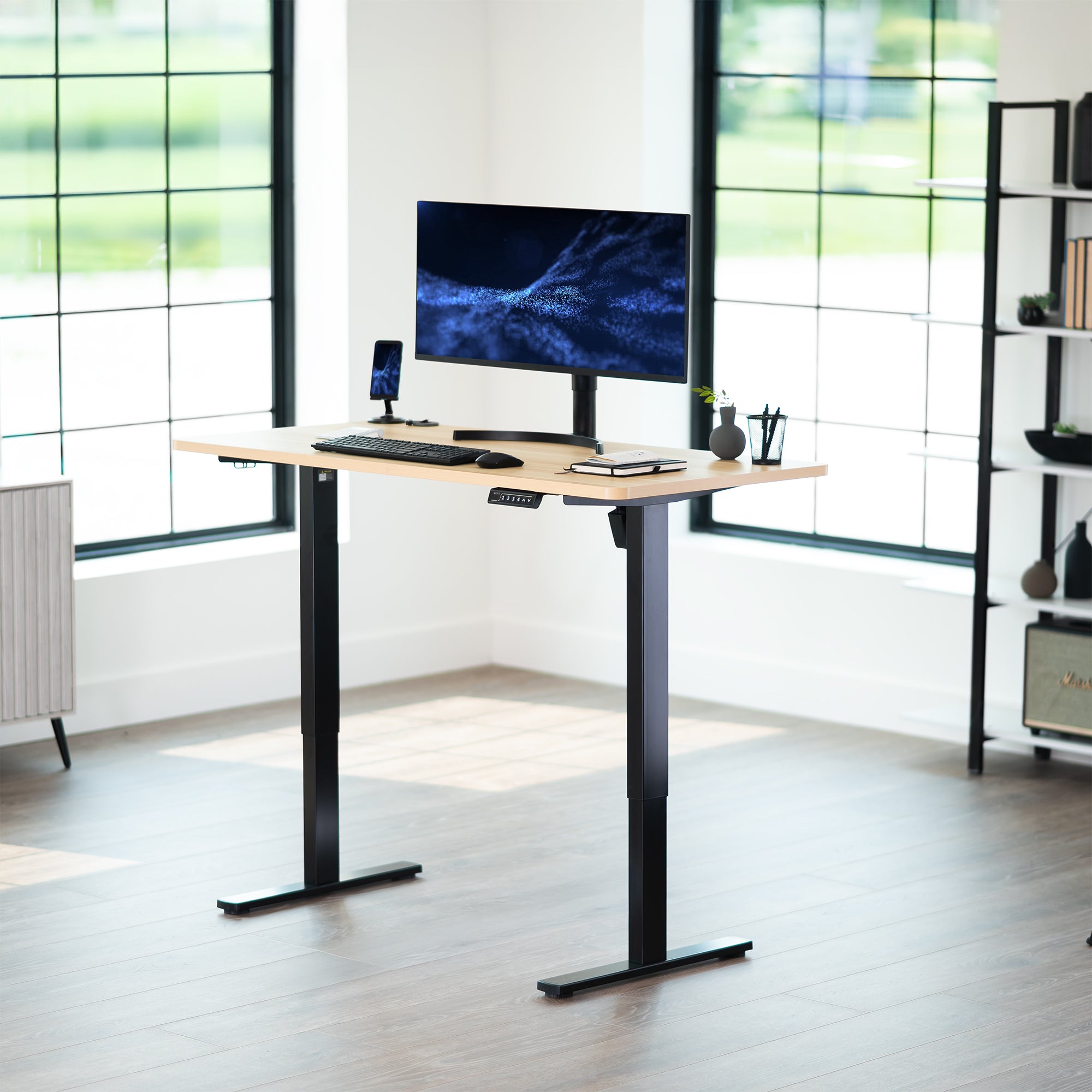 1B Solid Top Series Single Motor Electric Standing Desk with Push Button Memory Controller - Perfect for Home Office, Gaming & Workspace Ergonomics