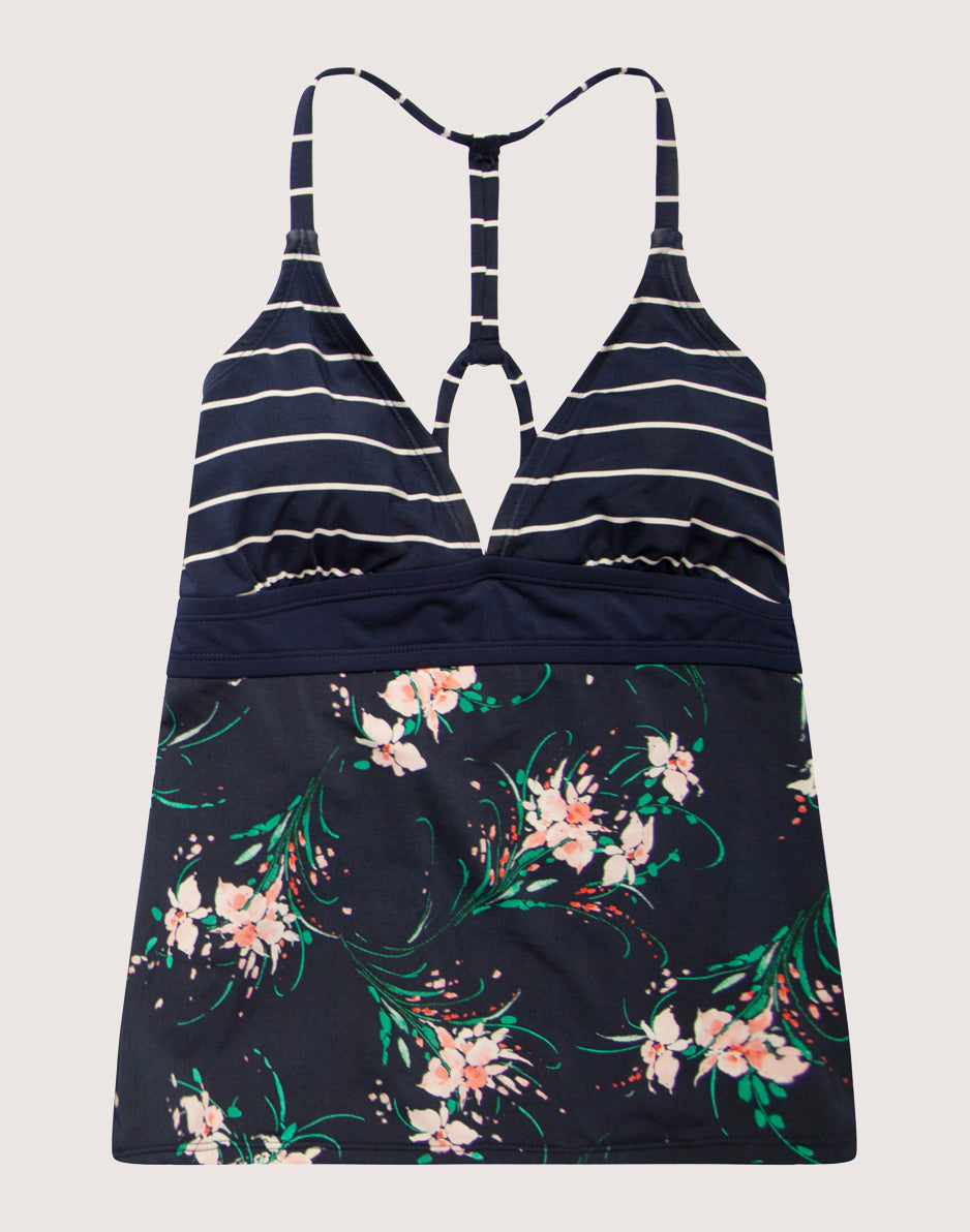 Stylish Dahlia Tankini Swimsuit - Nautical Floral Print Two-Piece Bathing Suit for Women | Perfect for Beach Vacations, Pool Parties & Summer Getaways