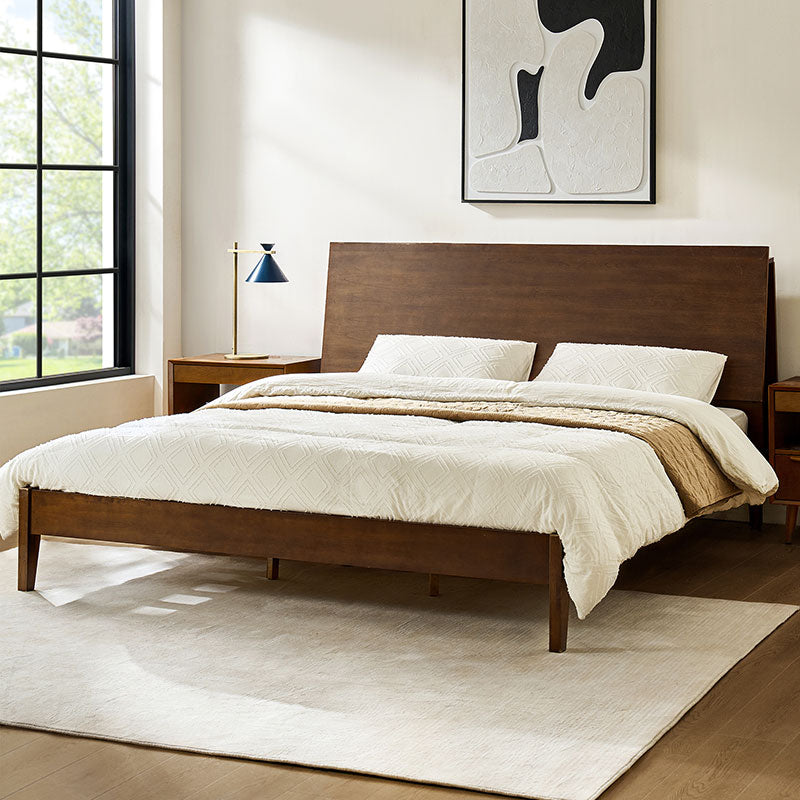 Vivian Solid Wood Queen Platform Bed Frame with USB Ports & Underbed Storage | Modern Minimalist Design for Bedroom, Guest Room, Dorm | Easy Assembly & Sturdy Support