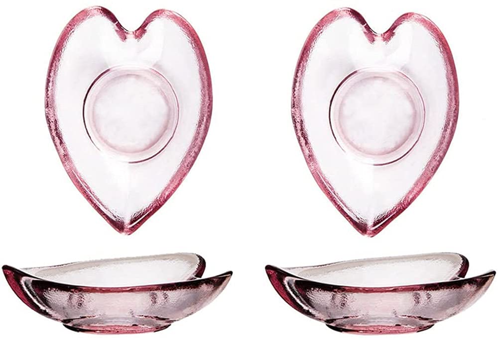 4pcs Glass Heart-Shaped Seasoning Dishes - Small Dipping Bowls & Appetizer Plates for Spices, Sauces, Snacks - Perfect for Valentine's Day, Dinner Parties & Home Decor