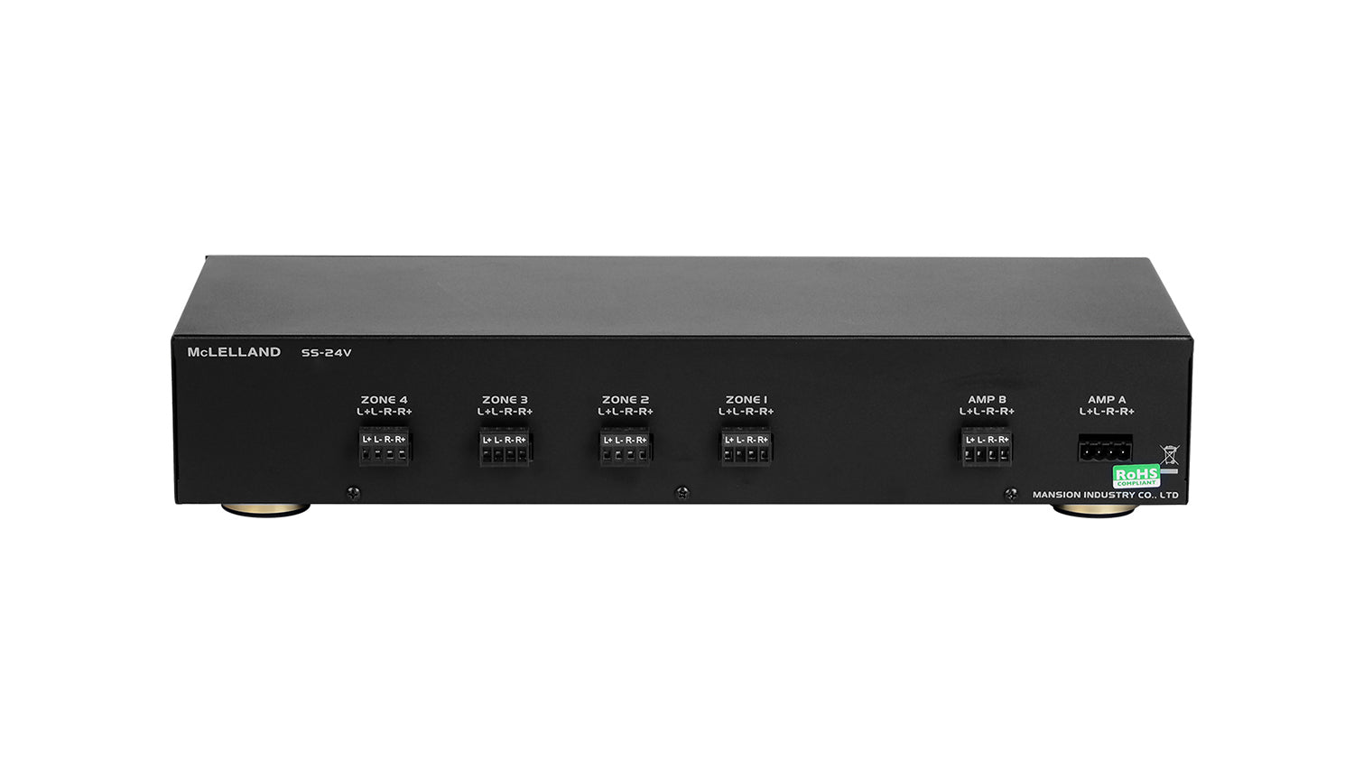 McLelland SS24V 4-Way Premium Speaker Selector Switch with Volume Control - Home Audio System Selector for Multi-Room Speaker Setup & Entertainment Systems