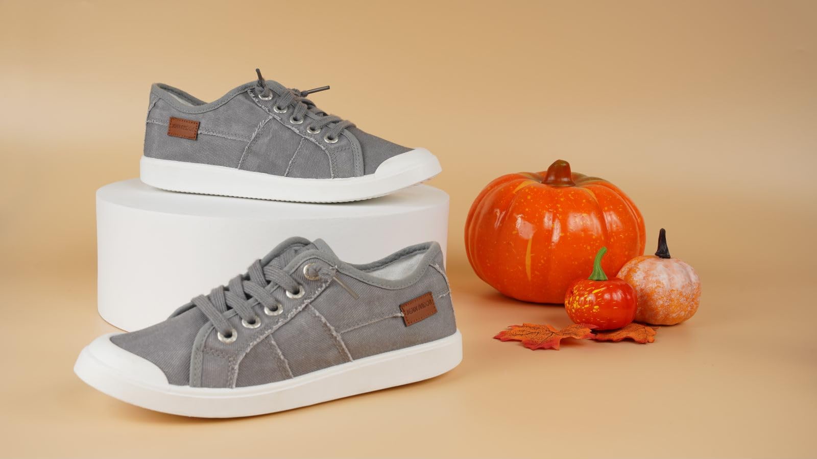 JENN ARDOR Women's Comfortable Canvas Sneakers - Stylish Slip-On Walking Shoes for Fall | Lightweight Casual Flats | Perfect for Daily Wear, Work & Travel