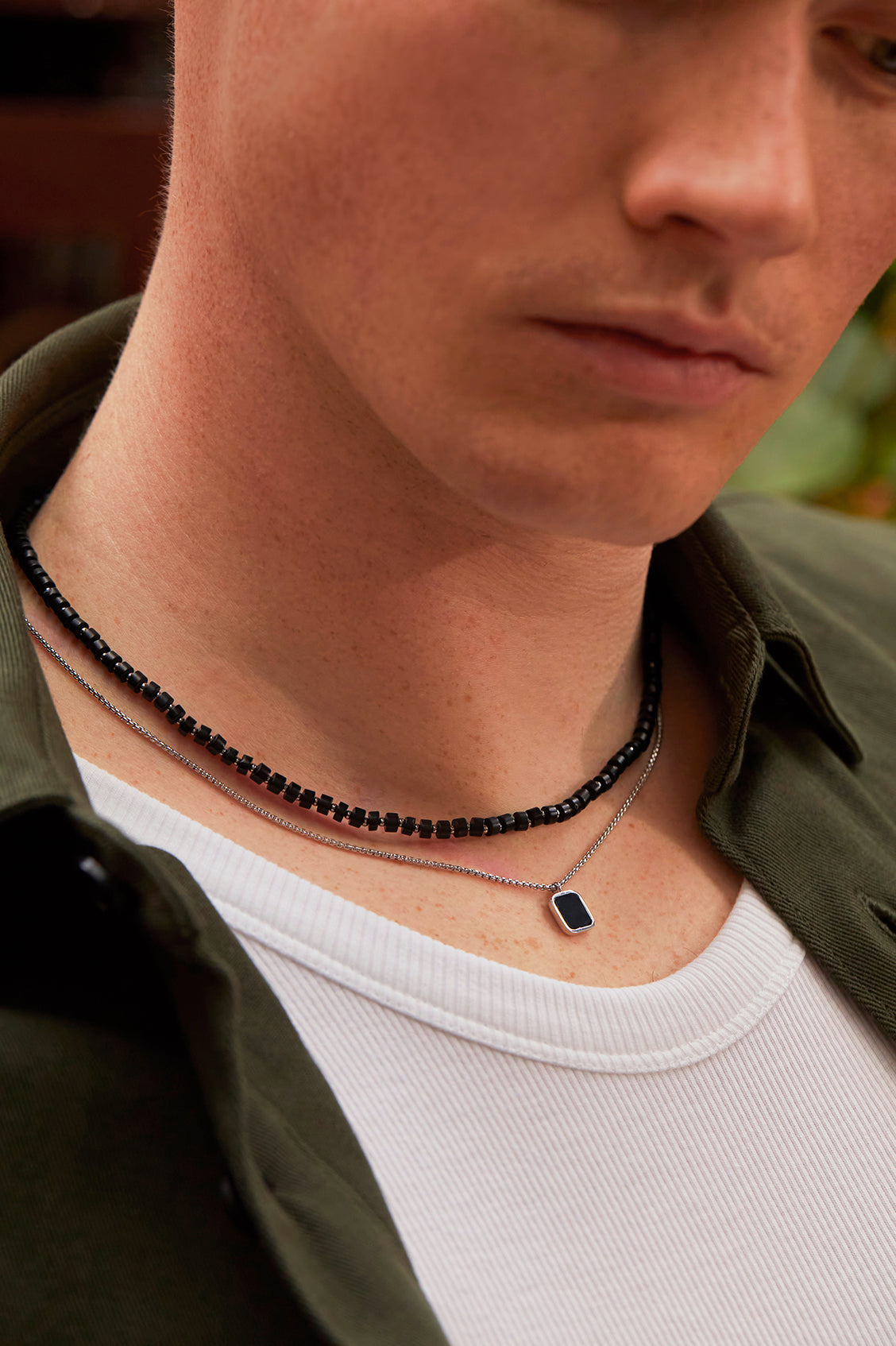 Men's Square Gemstone Pendant Necklace - Sterling Silver or Gold Plated Gemstone Jewelry for Gifts, Wedding & Everyday Wear
